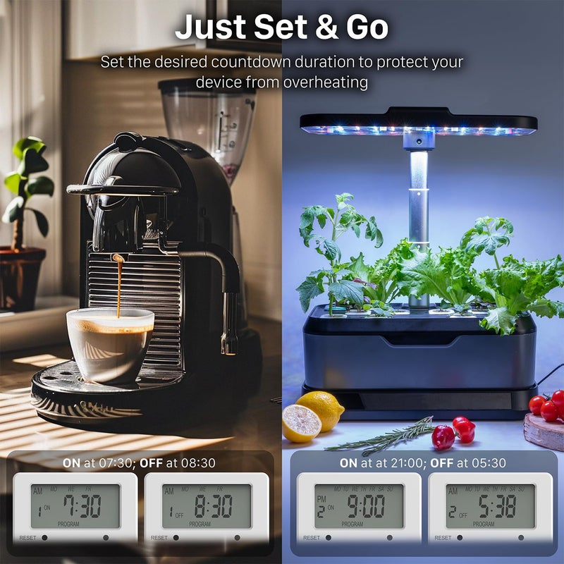 Fospower 7 Day Digital Timers for Electrical Outlets Indoor, Heavy Duty Dual Programmable Outlet Light Timer Switch, Electric Power Wall Timer for Grow Light, Appliance, Lamp, 3 Prong, Grounded - Image 3